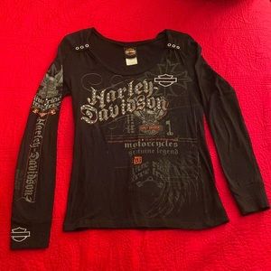 Black long sleeve Harley Davidson Motor cycle (HD MC) t shirt